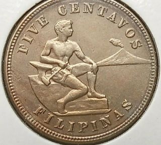 1917 S Philippines 5 Centavos Coin