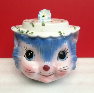 Vintage Miss Priss Kitty Cat Sugar Bowl And Lid Made In Japan