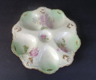 Lovely 6 Well Oyster Plate,  Limoges France,  Cabbage Roses Ls&s Limoges (a)