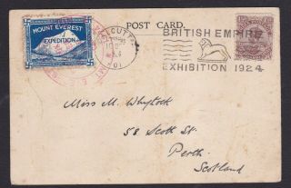 India 1924 Mt.  Everest Expedition Postcard T Uk Signed & Special Poster Stamp&pmk