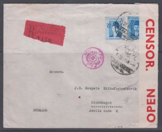 Egypt 1939.  Registered Cover To Denmark.  British Censorship.