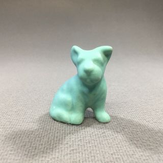 Van Briggle Art Pottery Blue Green Matte Glaze Dog Puppy Figurine 2 " X 2 "