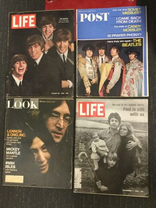 4 Beatles Magazines - 1964 To 1969 - Life,  Look,  Saturday Evening Post - Complete