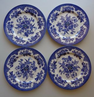 Set Of 4 Royal Stafford Asiatic Pheasant Dark Blue Dinner Plates 11 Thanksgiving