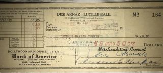 Desi Arnaz Signed Check Lucille Ball Jsa I Love Lucy