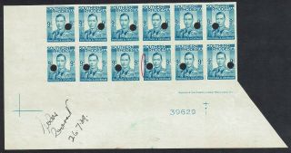 Southern Rhodesia 1937 Kgvi 9d Imperf Proof Block Mnh With Imprint