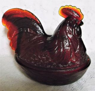 Fenton Art Glass Hen On Nest,  Large - 7x9x5 1/2 