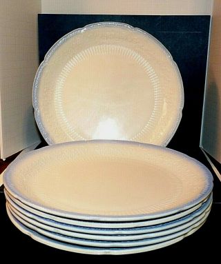 7 Fire King Alice Vitrock White W/blue Dinner Plates 9 1/4 " Vintage Farmhouse