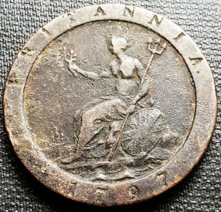 1797 Great Britain Penny Cartwheel George 2 Pence Britannia Large Coin