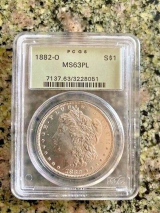 1882 O Silver Morgan Dollar Pcgs Ms63pl Retail: $175