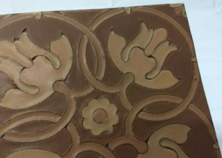 Van Briggle Marked FLORAL TULIP Arts & Crafts Brown Tan Deco Pottery 6x6 TILE 2