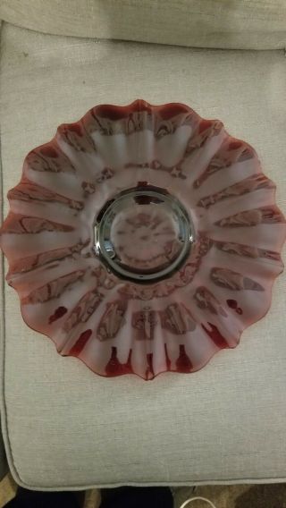 Anchor Hocking Oyster And Pearl Red 13 " Depression Sandwich Tray Platter Plate
