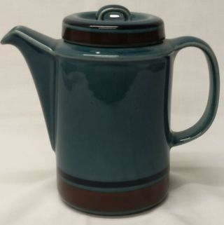 Arabia S Finland Meri Blue Mocca Brown Stoneware Ulla Procope Coffee Pot W Lid