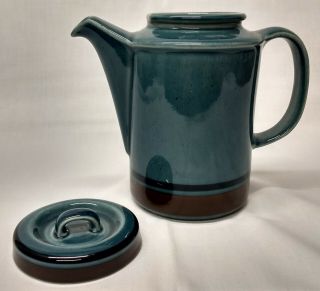 Arabia S Finland MERI Blue Mocca Brown Stoneware Ulla Procope COFFEE POT w Lid 2