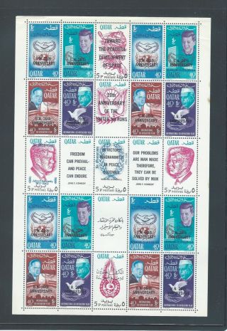 Middle East Qatar Quatar Mnh Stamp Set Complete Sheet Jfk Kennedy Uno