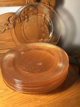Homespun Fine Rib,  Jeannette Glass - 9 1/4 " Dinner Plates