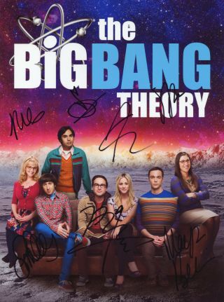Big Bang Theory Hand Signed By Cast Of 7 Series Promo 11x8