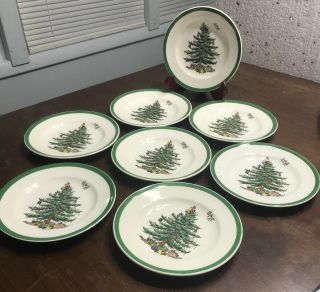 Spode Christmas Tree Pattern 6 1/2 Inch Dessert Bread Plates Set Of 8 S3324 A