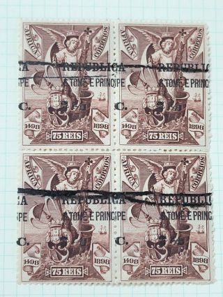 1913 Rare São Tomé E Principe Portuguese Colonial Error Stamps (Printers Waste) 3