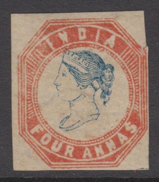 India 1854 4 Annas Blue & Red Imperf Sg 23 Stamp With Bpa Certificate
