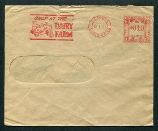 1953 Hong Kong Gb Qeii Window Type Stampless Cover With Red Meter Mark Pmk