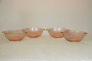 (4) Homespun Pink Cereal Bowls