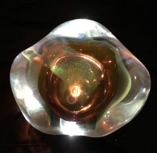 & Unusual Hand Blown Glass Paper Weight,  Signed