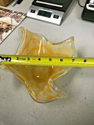 Medium Murano Vtg 7.  5 - 8” Blown Glass Bowl Vase Yellow Italy