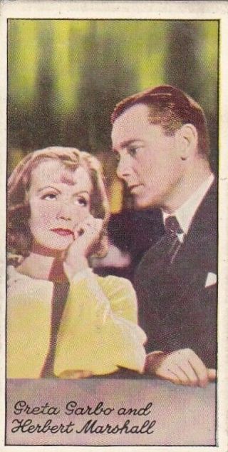 Greta Garbo & Herbert Marshall - Carreras Hollywood " Famous Film Stars " 1935 Card