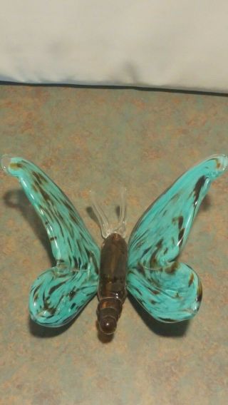 Vintage Murano Style Heavy Art Glass Hand Blown Butterfly Figure 8 "