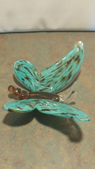 Vintage Murano Style Heavy Art Glass Hand Blown Butterfly Figure 8 
