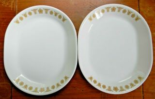 Two Vintage Corelle Golden Butterfly 12.  25 " Platters Very Good