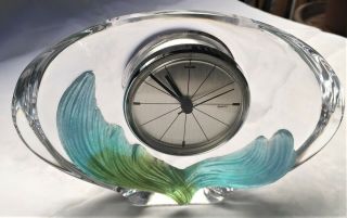 Daum Crystal And Pate De Verre Art Glass Sculptural Clock Signed France