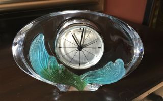 Daum Crystal and Pate de Verre Art Glass Sculptural Clock Signed France 2