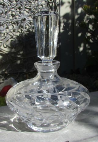 Vintage Bohemia Cut Crystal Perfume Decanter Foliate Design