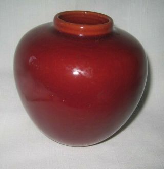 Vintage California Faience Pottery Jar Vase Burgundy Deep Red No Lid Signed