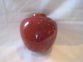 Vintage California Faience Pottery Jar Vase Burgundy Deep Red No Lid Signed 3