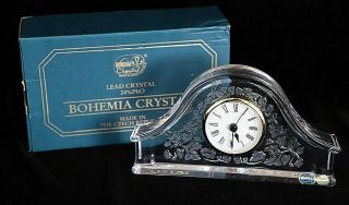 Bohemia 24 Lead Crystal Mantel Bedside Clock 21 Cm Wide 12 High
