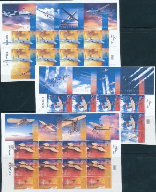 Israel 2013 100 Years Of Aviation In Eretz Israel Set Of 3 Sheets Mnh