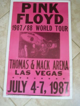 Pink Floyd 1987/88 World Tour Tribune Showprint 22 " X14 " Las Vegas Concert Poster