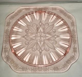 Jeannette Adam Pink 10 " Footed Cake Plate