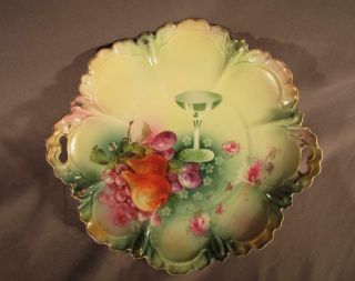 Lovely Antique Rs Prussia Cake Plate With Fruit And Champagne Glass