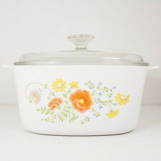 Vintage Corning Ware Spring Meadow Wild Flower 3 Qt Casserole With Lid A 3 B