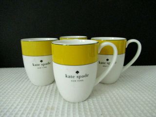 Lenox Kate Spade Rutherford Circle Yellow 4 (14oz) Coffee Mugs