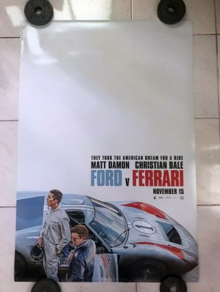 Ford Vs Ferrari 27x40 Authentic Movie Poster 2019 Damon Christian Bale