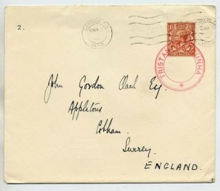 Tristan Da Cunha 1929 Cover To Uk At 1½d Rate With Very Fine Rare Type Iv Cachet
