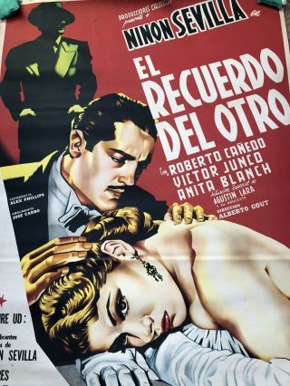 Rare Mexican Movie Poster Ninon Sevilla " El Recuerdo Del Otro " Lito - Offset 6
