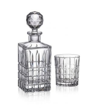 Bohemian Czech Crystal Decanter And Tumbler Whisky Glass Set Of 6,  320 Ml/ 11oz.