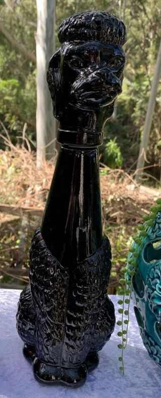 1960 ' s Italian Gori Large Black Glass Poodle Dog Genie Bottle Decanter 2