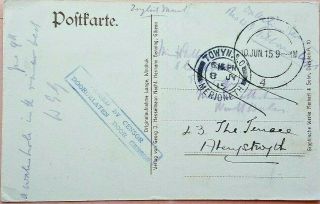 South West Africa 1915 Gibeon Post Card From Army Chaplain With Dumb 4 Postmark